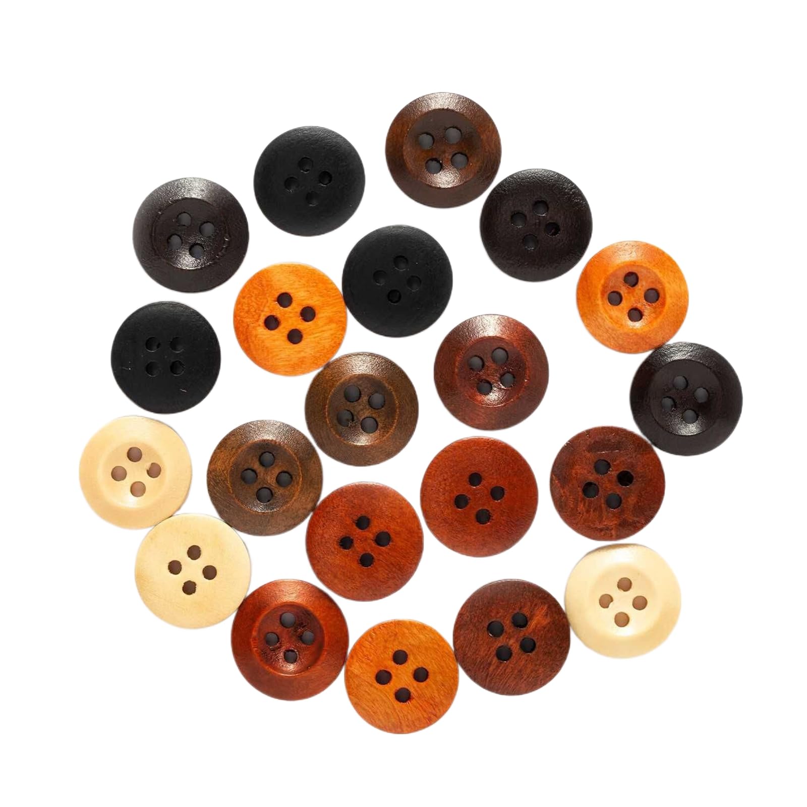 30/50 Pezzi, Bottoni In Legno A 4 Fori, Per Cucito, Scrapbooking - Foto 2