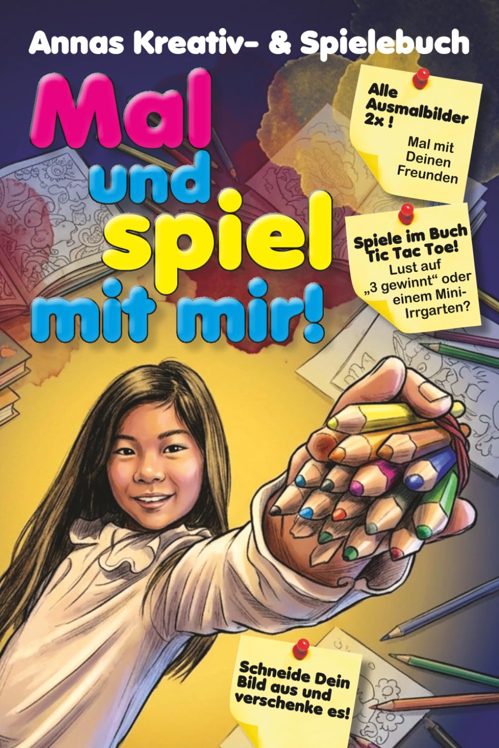 Komm, mal und spiele mit mir!: Doppelter Malspaß & Spiele-Action: Das 2-in-1 Mitmach-Malbuch!