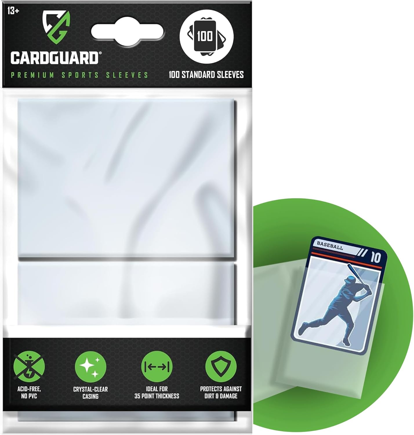 CardGuard Premium Clear Card Sleeves, 100ct – Standard Size Penny Sleeves for Pokémon, Sports Cards, Baseball, Football, and Collectible Trading Cards – Acid-Free, PVC-Free, Durable Protection