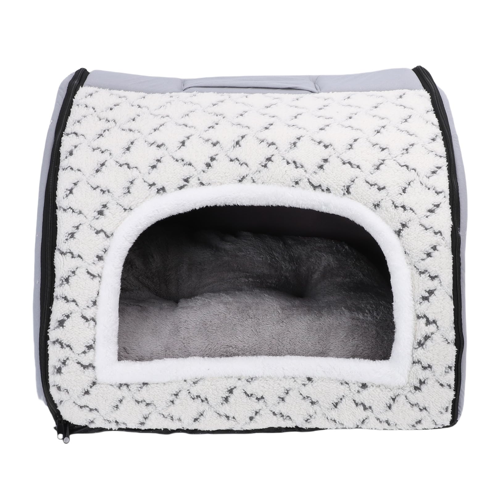 Cuccia per Gatti, Cuccia Corta per Gatti in Peluche con Rete Traspirante, per Chiusa in Pile Spesso, Tenda Stabile in Stile Villa per da Interno e Piccoli Animali Domestici per Tutte le