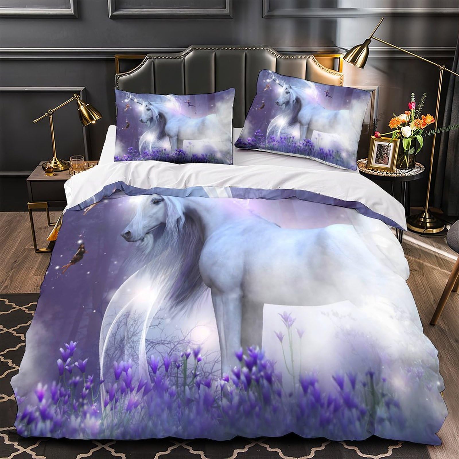 Housse de couette 3D hypoallergénique et respirante en microfibre douce imprimée chiot magique