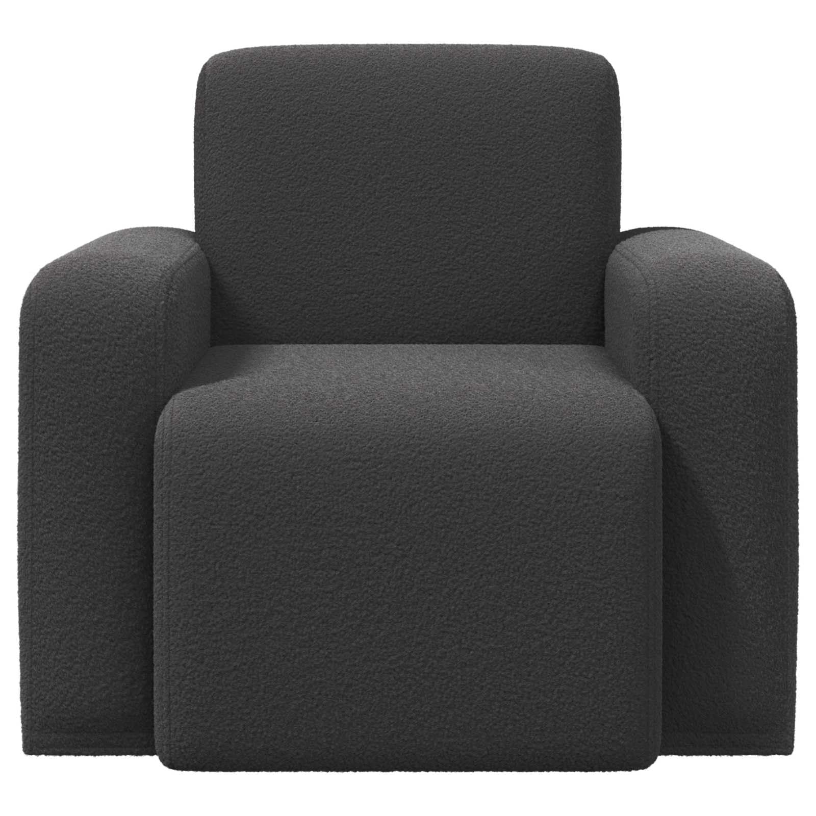 Sessel Dunkelgrau Bouclé Polstersessel Modern mit Holzrahmen