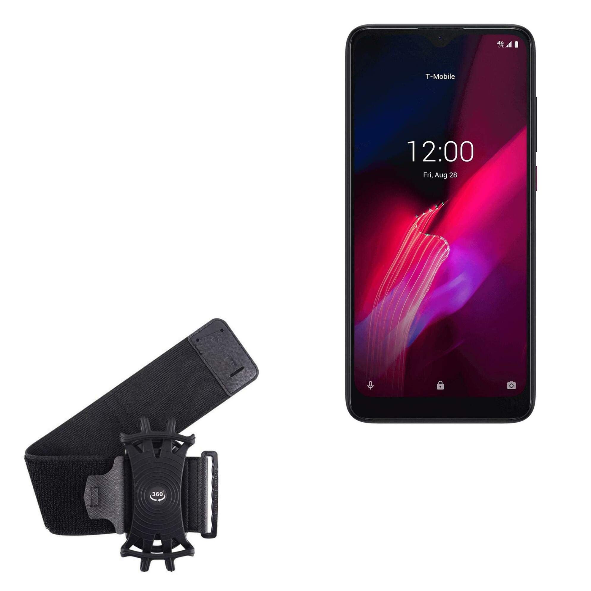 BoxWave Holster Compatible with T-Mobile REVVL 4 - ActiveStretch Sport Armband, Adjustable Armband for Workout and Running - Jet Black