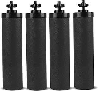 SUPER.BDACC Water Filter Replacement, Gravity Controlled Flow, Carbon Block Replacement for BB9-2 Berkey Black System, Compatible with Stainless Steel Countertop Purification, Pack of 4