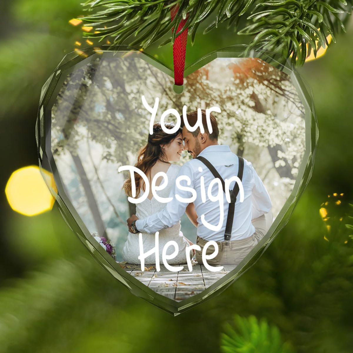 Custom Heart-Shaped Crystal Ornament, Personalized Glass Ornament, Personalized Clear Ornament, Christmas Tree Decoration, Personalized, Customized Glass Bauble, Ornamental Keepsake