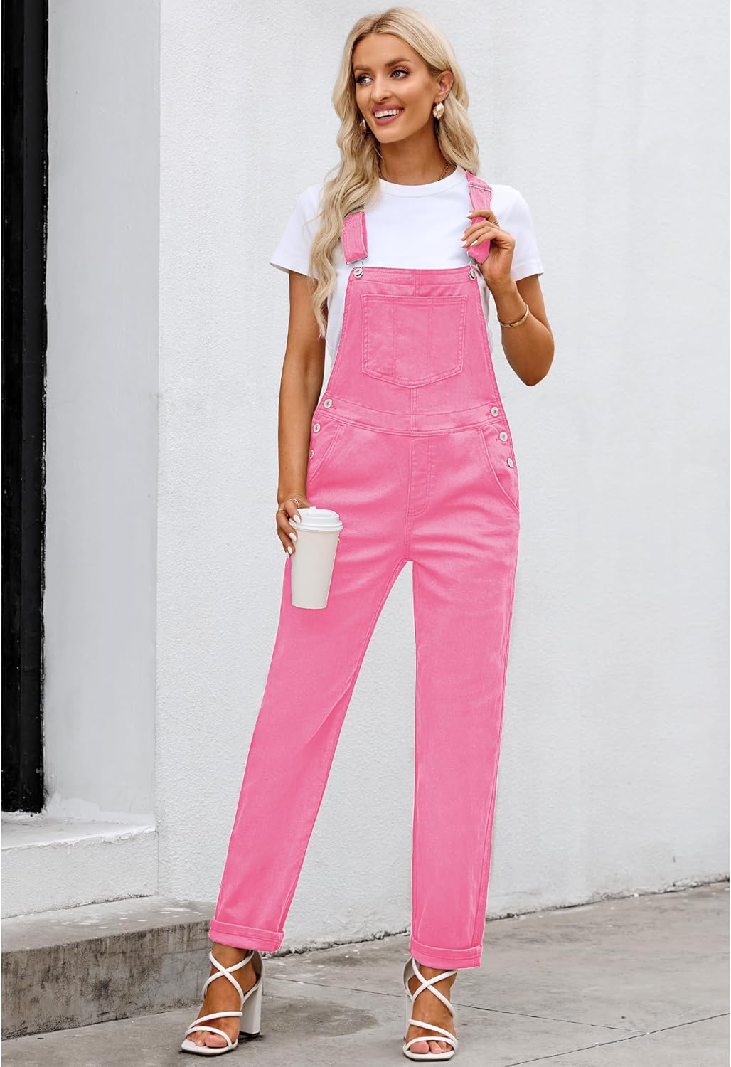 LookbookStore Women's Casual Stretch Denim Bib Overalls Pants Pocketed Jeans Jumpsuits - Image 3