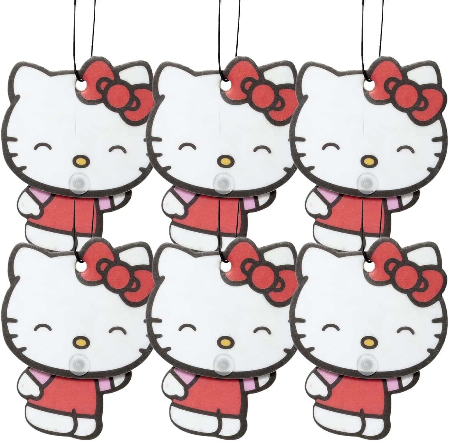 Hello Kitty Automotive Air Fresheners: PlastiColor Wiggle Hanging Car Air Freshener - Odor Eliminator for Car, Cute Hanging Air Freshener for a Fresh Driving Experience, 6 Packs