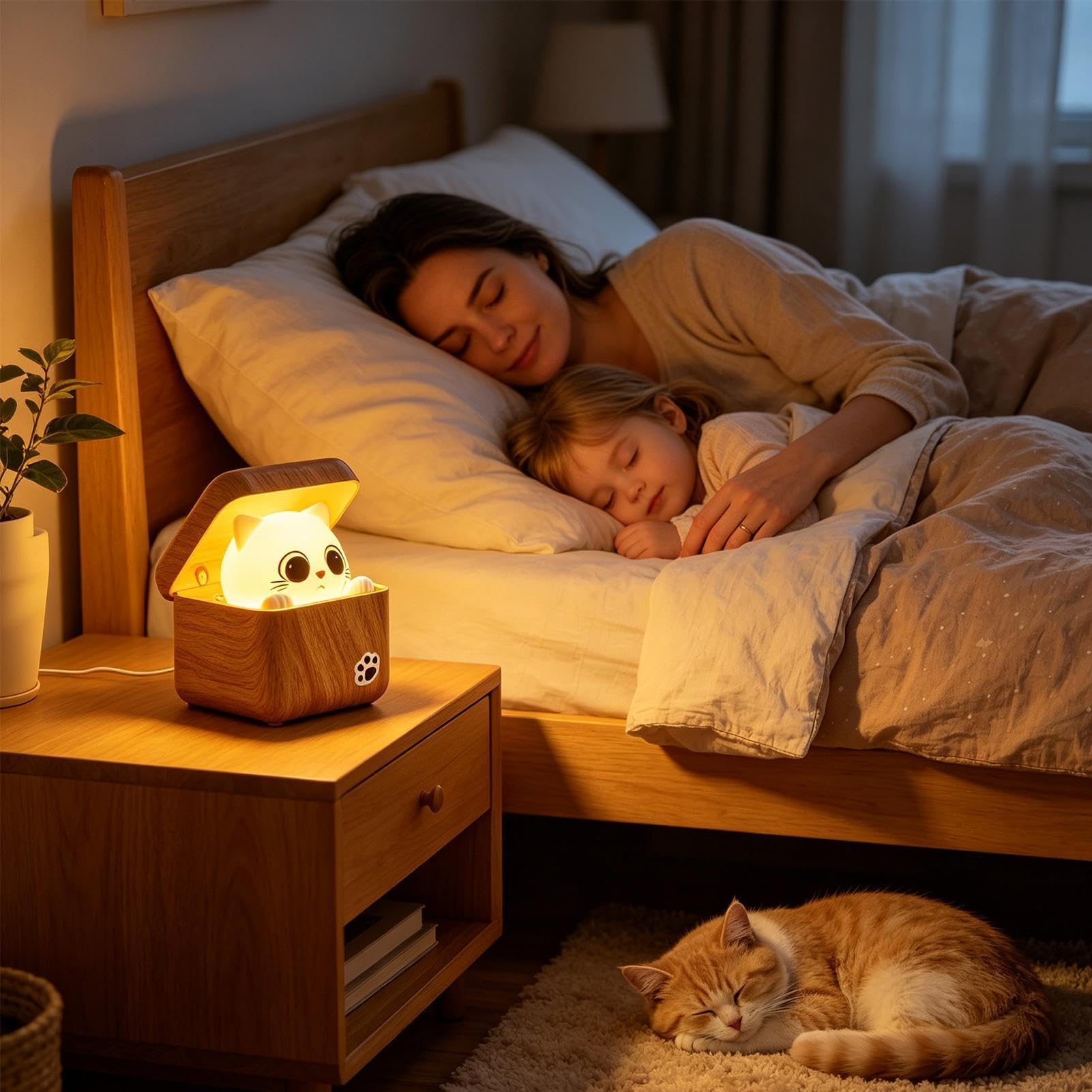 Tier Nachtlicht USB-wiederaufladbare, geräuschaktivierte, süße, versteckte | Dekorative Tischleuchte Für Schlafzimmer, Nachttisch, Schrank, Eingangsbereich und Home Office
