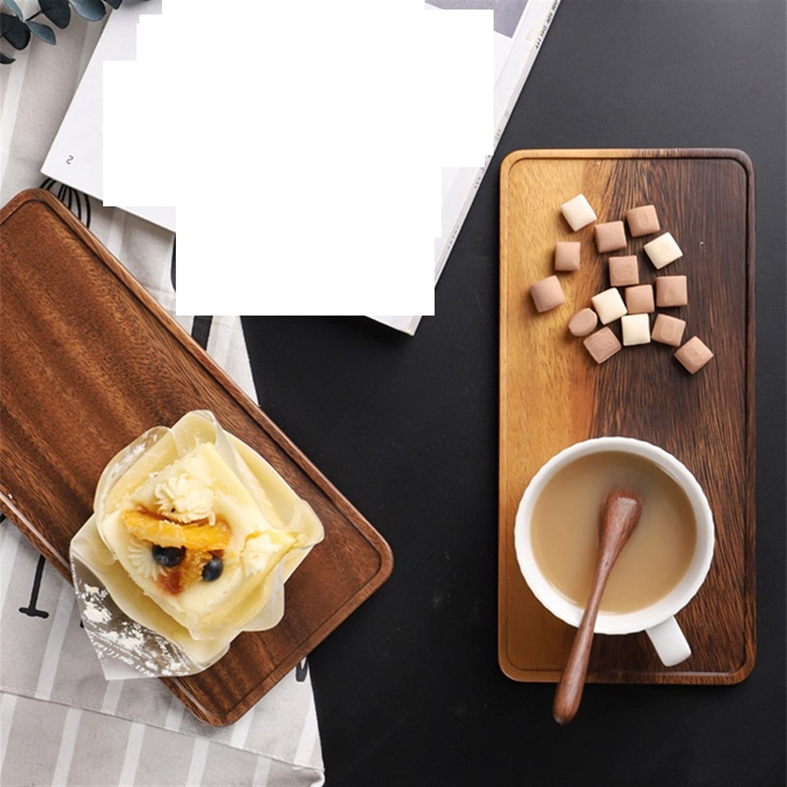 3NH® Breakfast in Bed Tray Solid Wood Rustic Walnut Wooden Tea Tray Serving Tray Serving Table Plate Snacks Food Storage Dish for Hotel Home Serving Tray 3