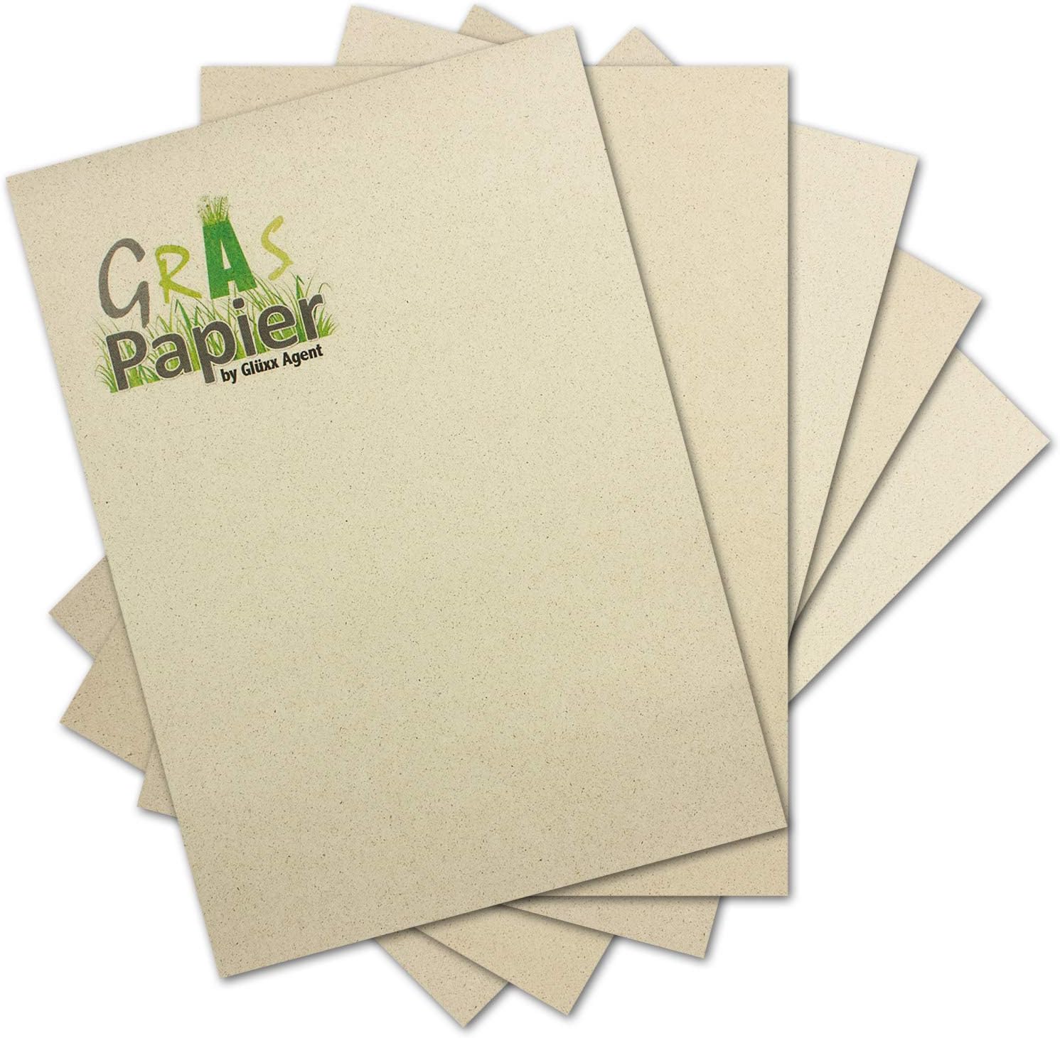 25 x Eco Letter Paper Made of Grass Paper DIN A4 – Recycled Paper 160 g/m² – Environmental Craft Paper for Invitations or Menu Cards – Glüxx Agent