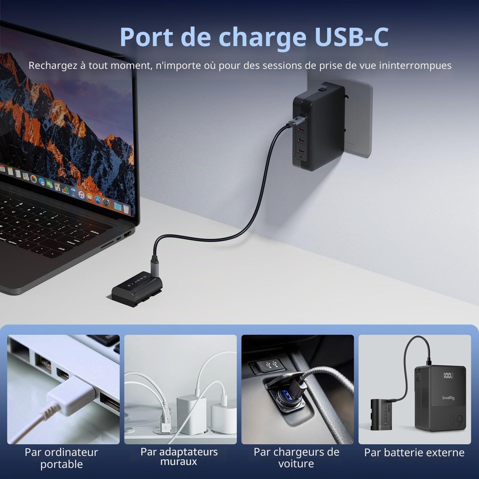 SMALLRIG LP-E6P Batterie pour Canon, 2520 mAh, USB-C avec Indicateur LED, Charge Rapide 2,5 h, Entièrement Décodée pour Canon R6 Mark III/II, R5 Mark II/III, 5D Mark II/III/IV, R5, R5C, R6, R7, 6D