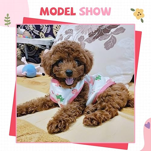 Miniatura 6 de Camisa para perro pequeño, linda camiseta de algodón suave sin mangas para perros pequeños, gatos, chaleco de verano para perros pequeños, camiseta