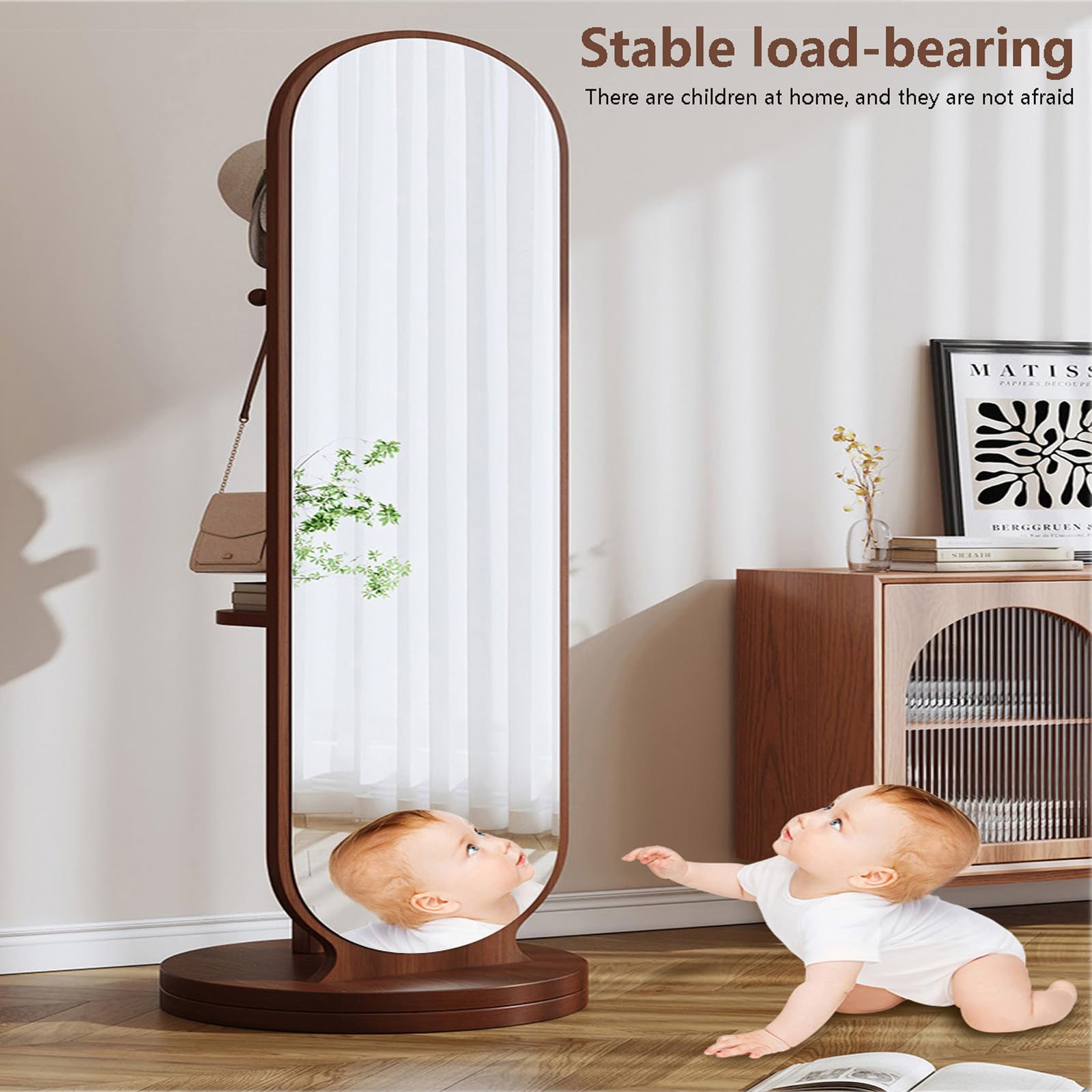 Amazon.com: 360° Rotating Full Length Mirror eith Coat Rack, 2-in