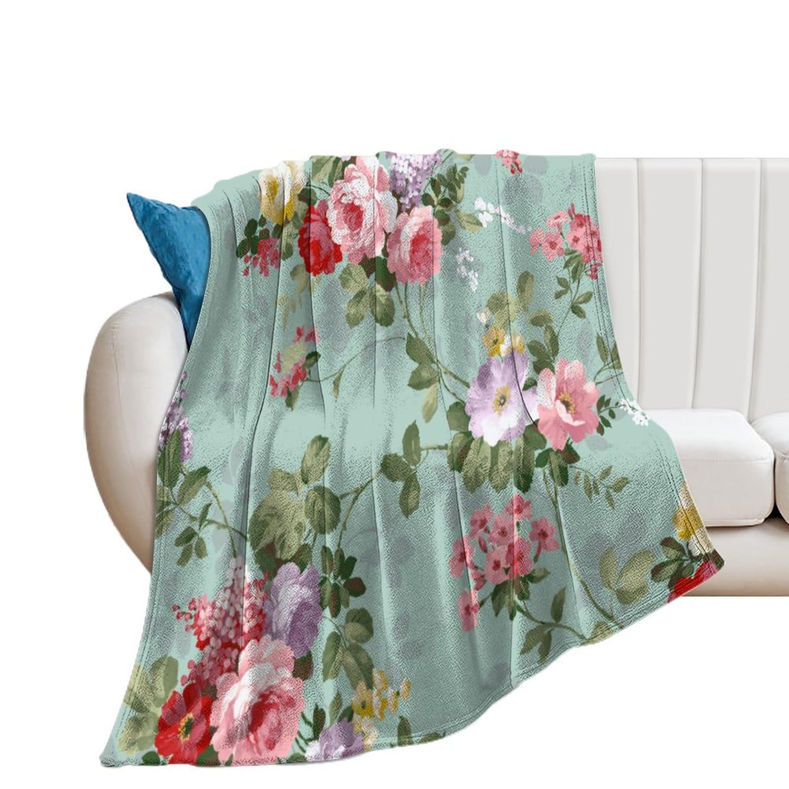 Couverture flanelle canapé plaid lit douillet à motif floral rétro