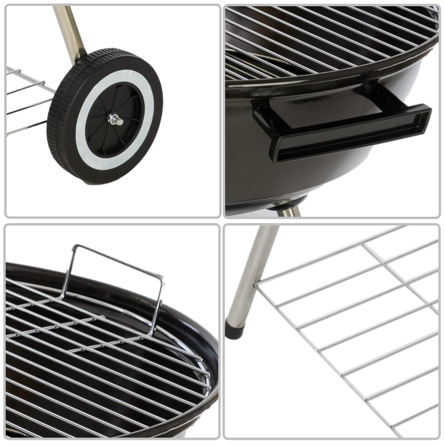 Lehmann Houtskoolgrill met Grillrooster XL, Grillwagen met Twee Houten