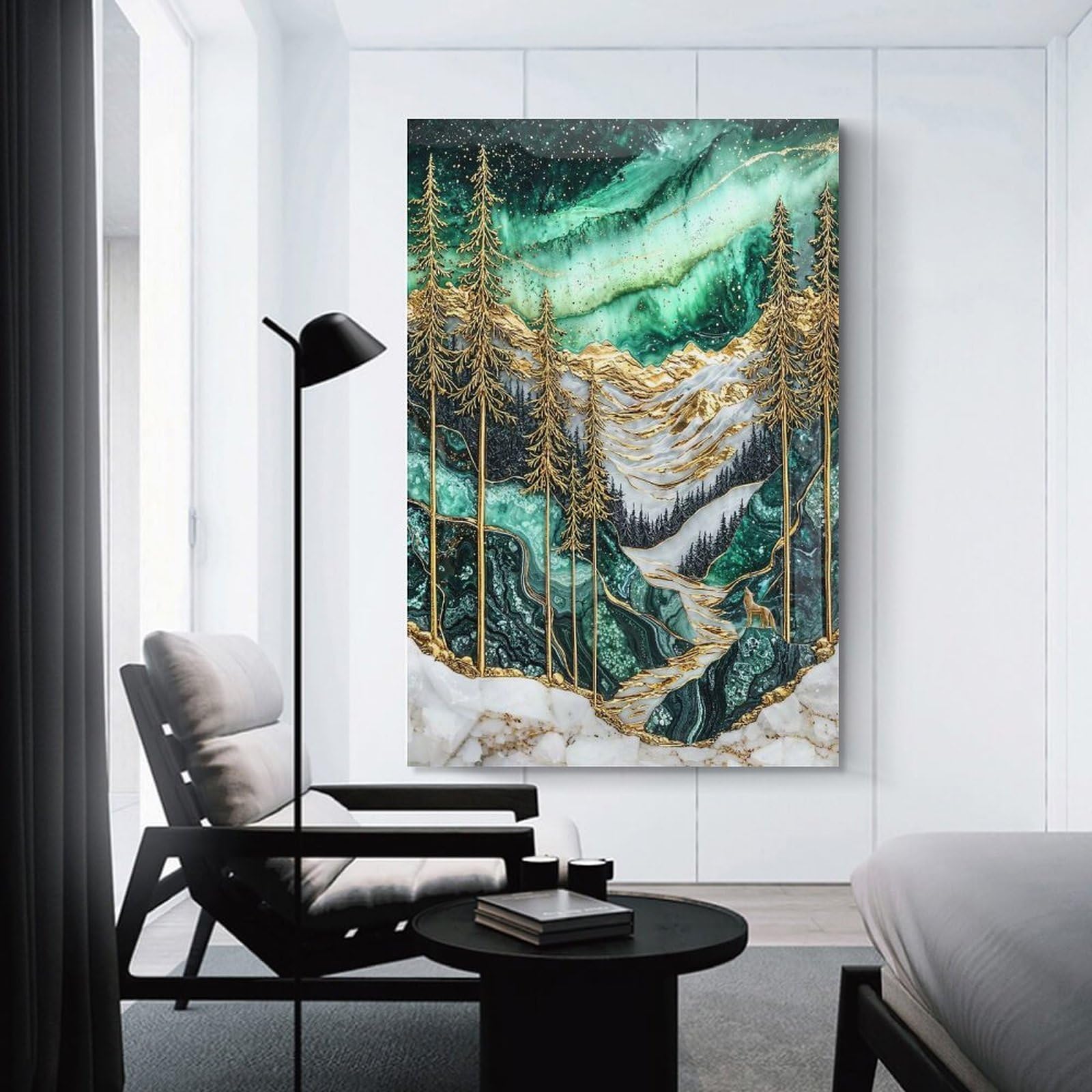 Junmoney Unframe-Northern Lights, Golden Nights Northern Lights, Golden Nights Room Decor Wall Art, 12X18inch(30X45cm), For Front Hall, Corridor Or Welcome Spaces, A Neat Decor Update For Hallways