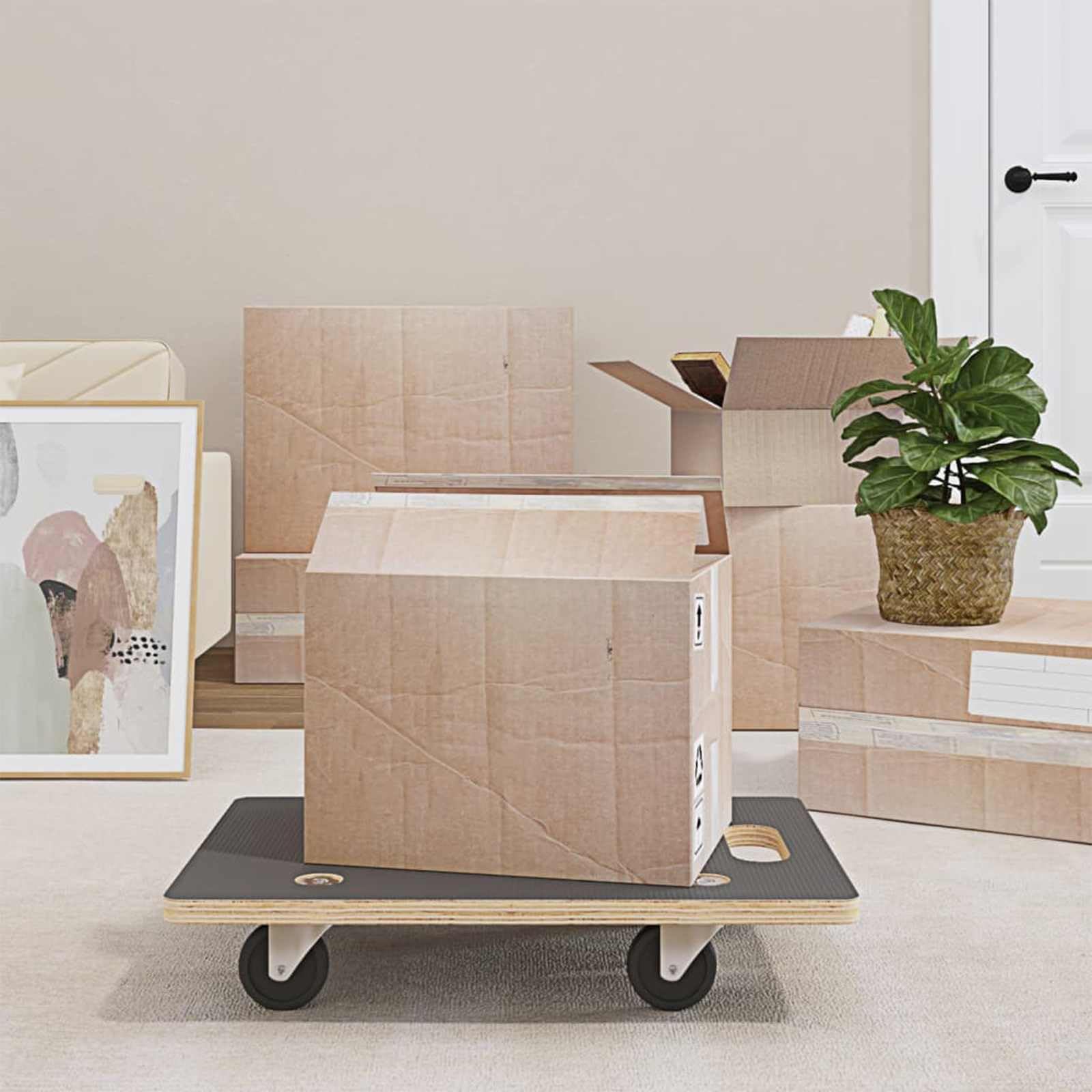 Transportwagen 6er Set 60 x 40 x 11 cm Rollbrett aus Sperrholz belastbar bis 250 kg für Werkstatt und Lager