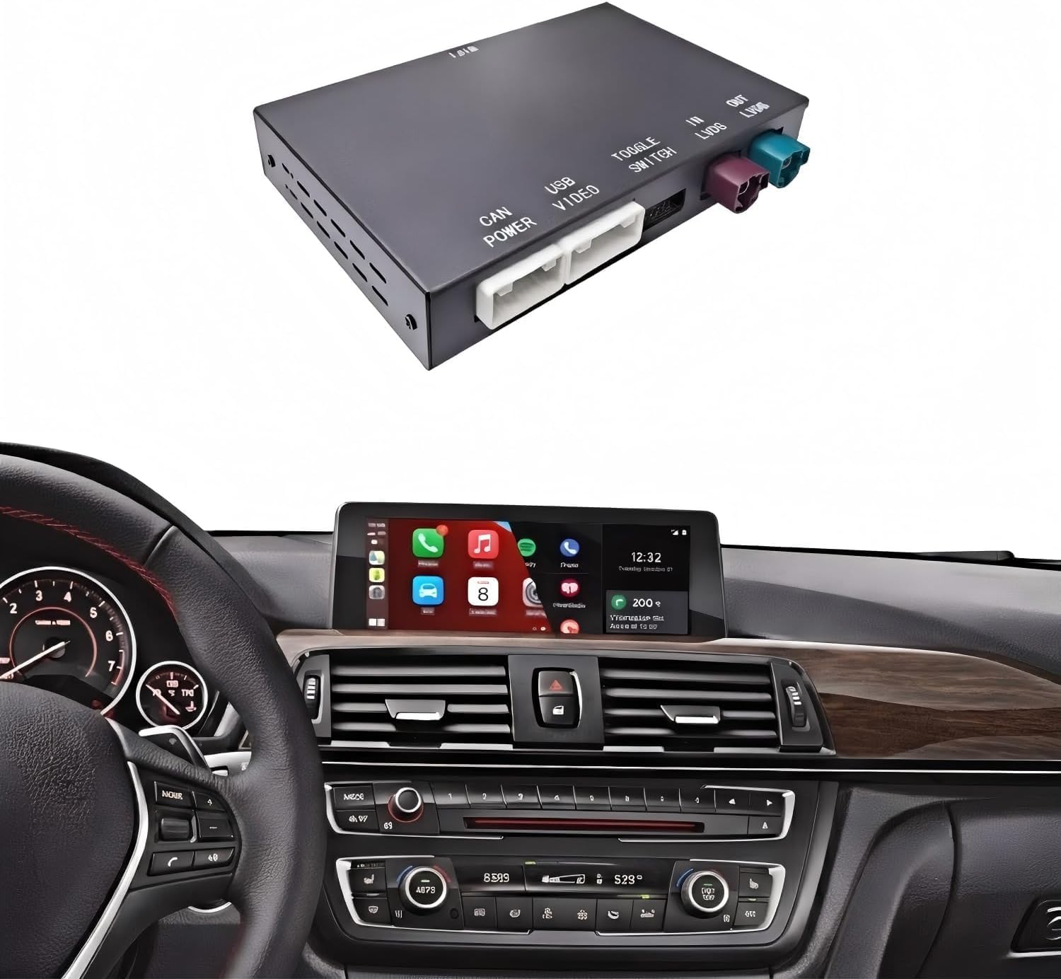 Wireless Carplay MMI Retrofit Kit Adapter for BMW EVO ID5/ID6 System | Fits 1/2/3/4/5/6/7/X1/X3/X4/X5/X6 2016-2020, Compatible with Carplay, Mirrorlink, Reverse Camera, Navigation