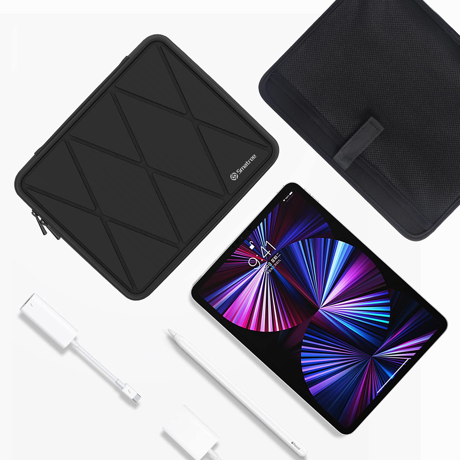 Smatree Twarde etui do iPada Air 27.7 cm 2022 z torbą do przenoszenia kompatybilne z iPadem Pro 27.9 cm 2021 / iPad Air 27.7 cm / 26.7 cm/iPad 25.9 cm / 27.9 cm Samsung Galaxy Tab S7 / Surface Go 3 -