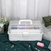 Vista 7 de BTSKY - Caja organizadora de almacenamiento de plástico de 3 capas con divisores, organizador de manualidades con espaciadores ajustables, portátil