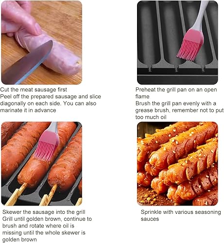 Miniatura 7 de Sartén para asar salchichas de 8 rejillas, bandeja de salchichas para evitar que se pegue, placa de aluminio gruesa, segura y saludable para perros