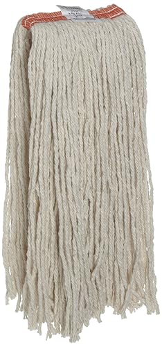 Rubbermaid Trapeador comercial de mezcla de corte premium, tamaño de 20 onzas, diadema naranja de 1 pulgada, blanco (FGF51700WH00)