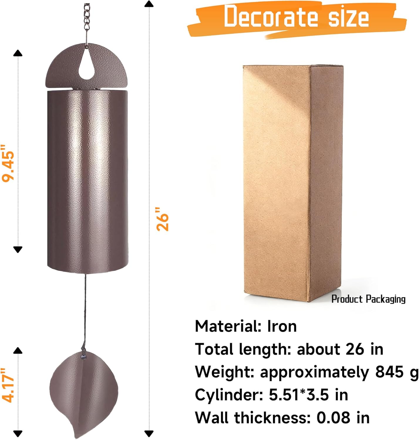 Outdoor Wind Chimes Tranquility Bells Copper Wind Chimes Sympathy Gifts, Outdoor Wind Chimes for Outdoor Garden, Deck, Porch Wind Chimes Deep Tone Memorial Wind Chimes