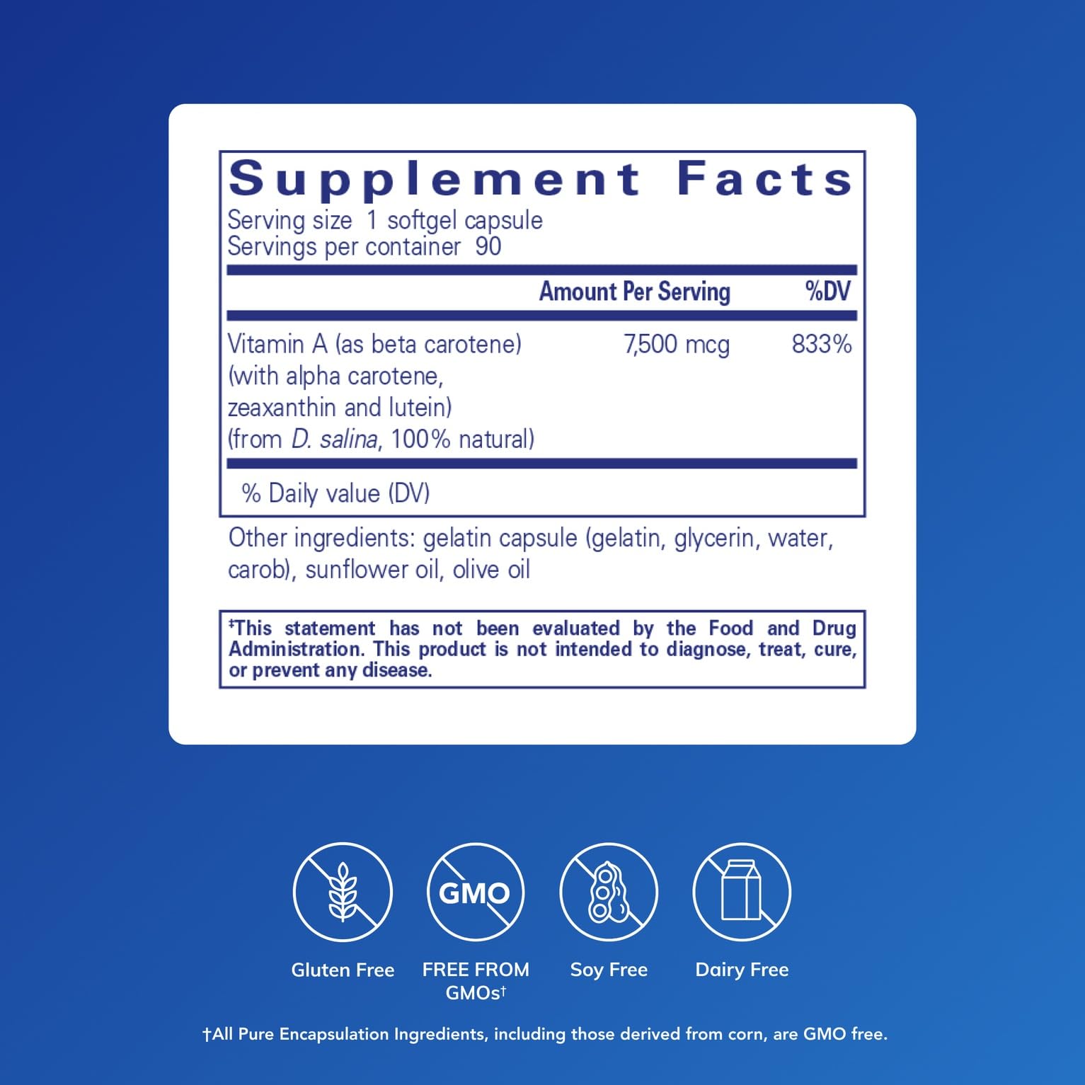 Pure Encapsulations Beta Carotene, 90 Softgel Capsules — Amazon image 2