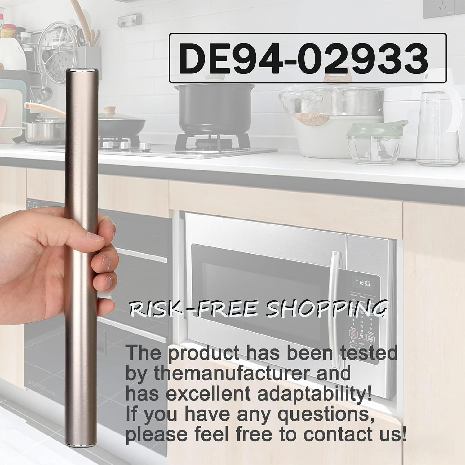 DE94-02933A Microwave Door Handle Replacement for ME16H702SES ME18H704SFS SMH1816S SMH1926S Samsung Microwave Door Handle Compatible with Samsung Microwave Oven Replacement Parts with 2 Screws