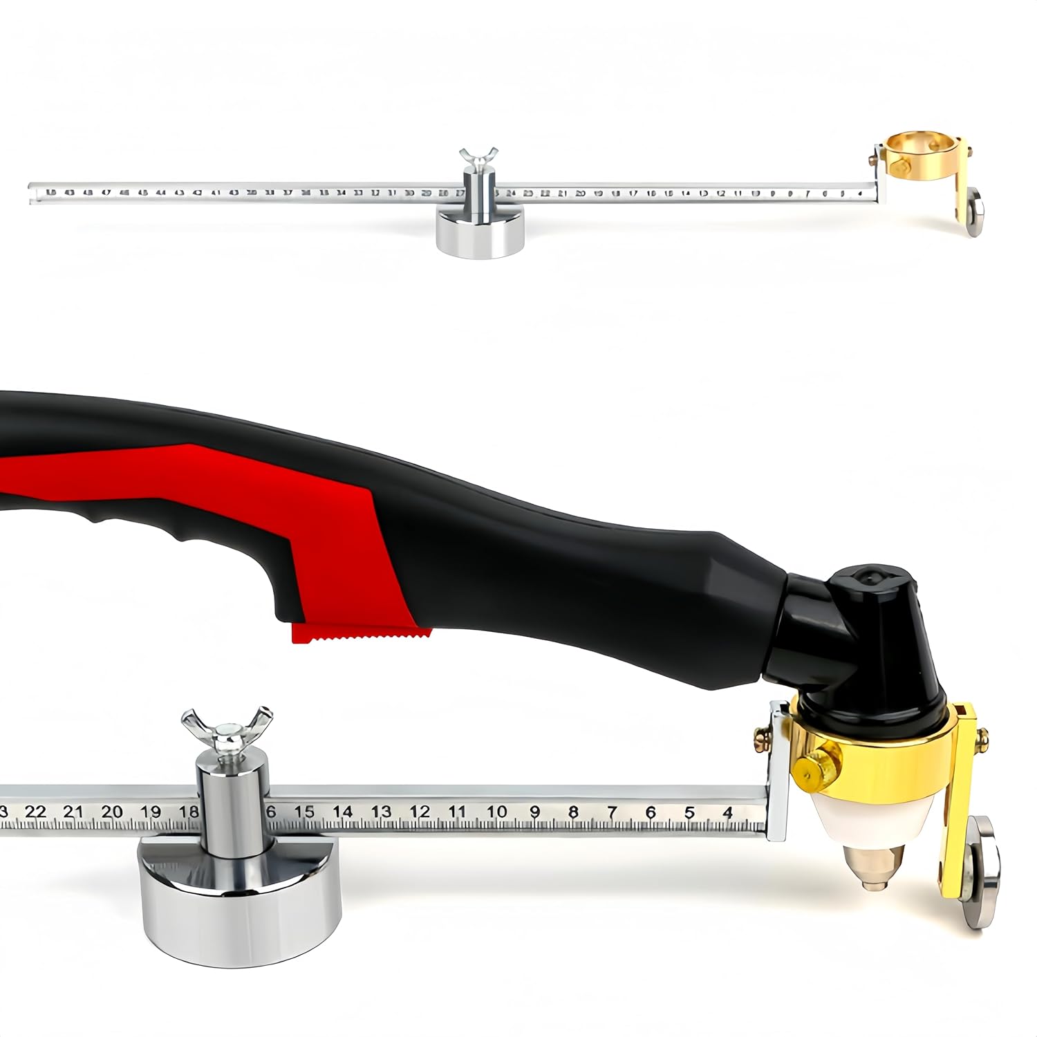 Plasma Cutter Circle Guide, Magnetic Plasma Cutting Torch Guide Equipment, Compass Wheel Circinus Roller Circle Cutting Jig for P80 Cutting Torch 10-100cm Cutting Diameter Plasma Cutter Accessories