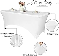 Vista 4 de Grandipity Mantel protector de mesa de elastano elástico de 6.0 ft para mesas plegables estándar, rectangular, universal, ajustable, para banquete