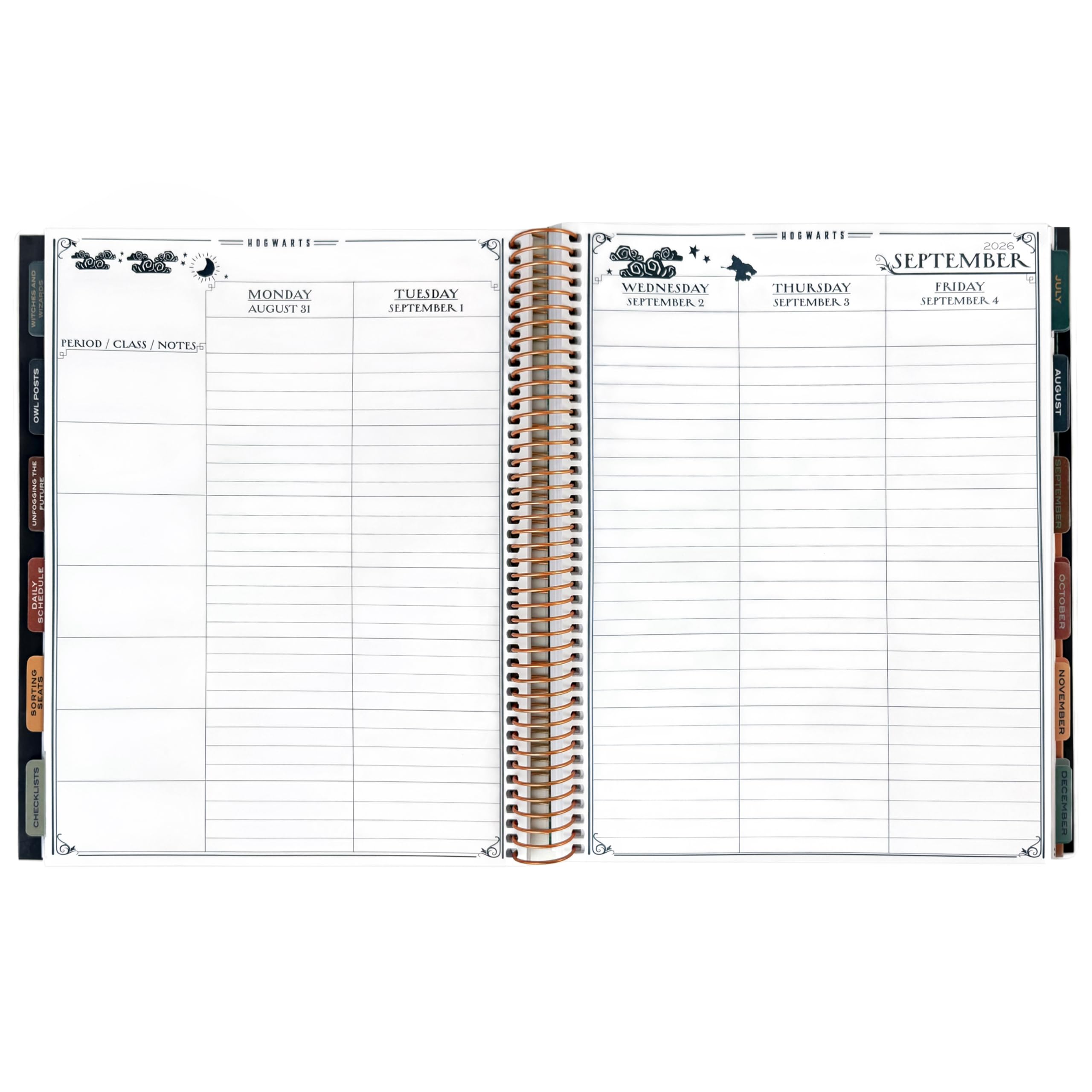ConQuest Journals 2026-2027 Harry Potter Hogwarts, organizador académico de julio a junio, calendarios mensuales y semanales, listas de verificación, contactos y listas de estudiantes, 11.25 x 9.5