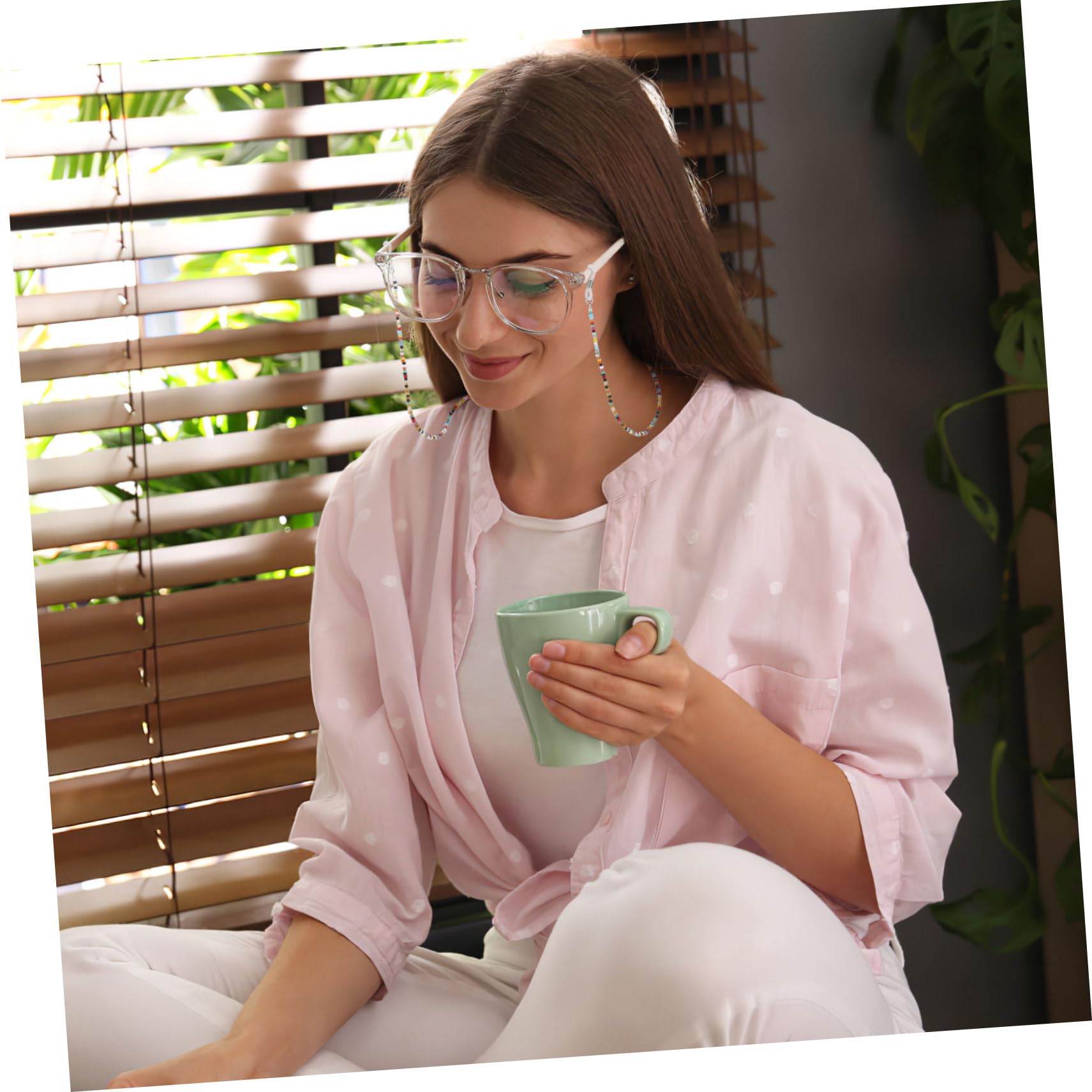 HEMOTON 2 piezas Cadena para Gafas Cuentas Coloridas Hechas Mano Cordón Antideslizante para Gafas de Sol y Lectura para Mujer y Hombre