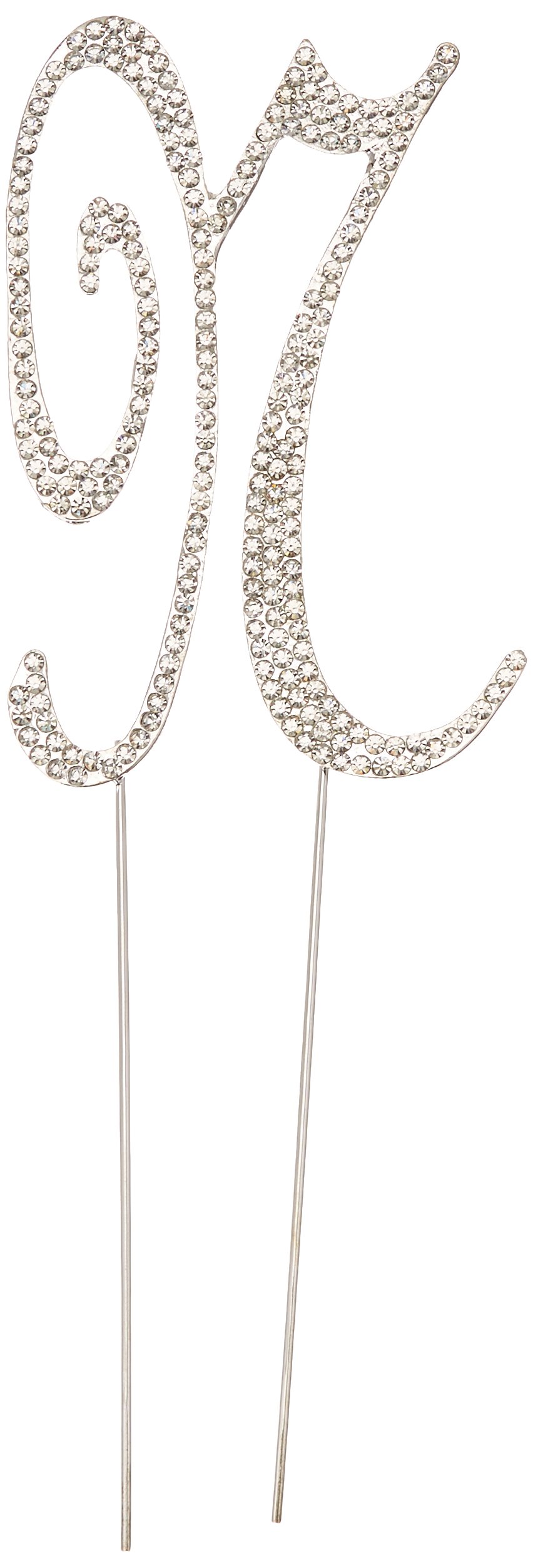 Unik OccasionsSparkling Collection Crystal Rhinestone Monogram Cake Topper - Letter N, Large, Silver