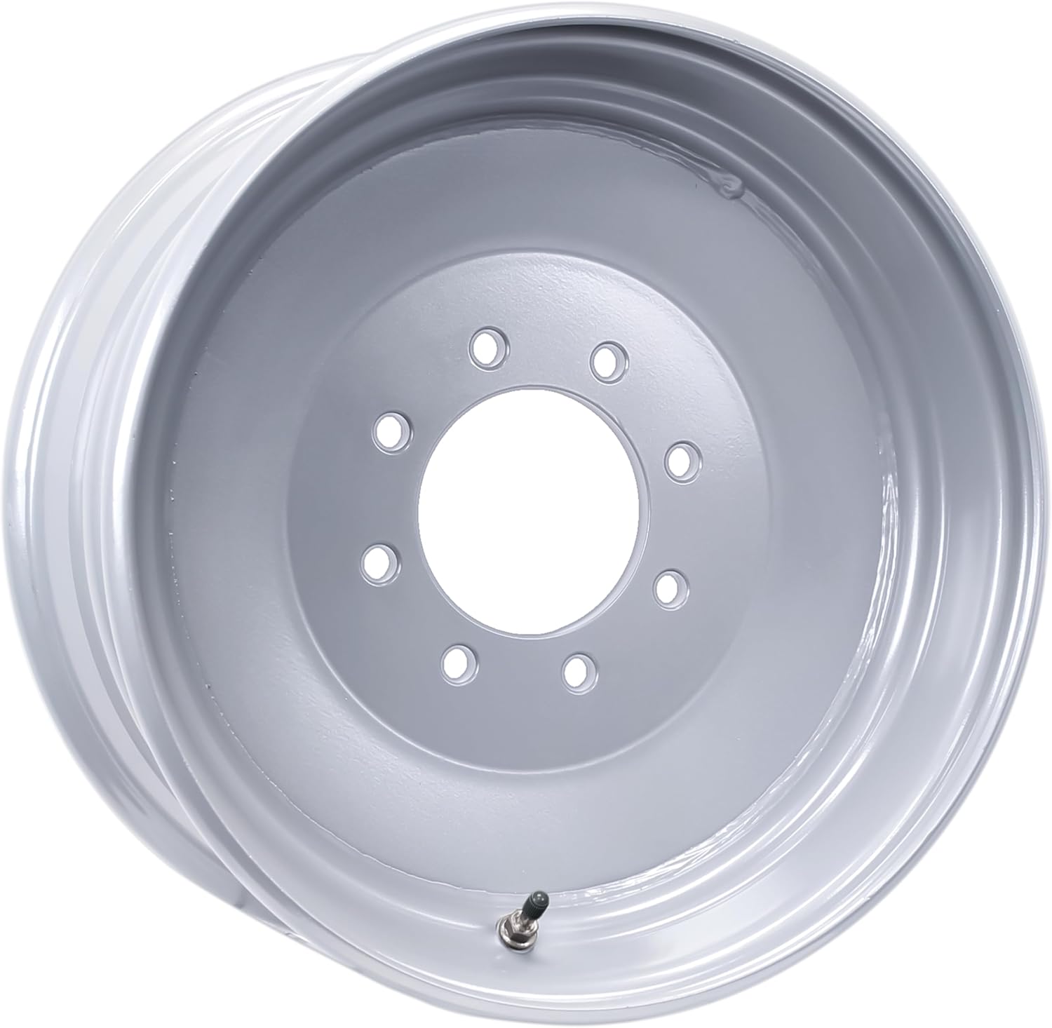 eCustomrim Trailer Wheel Single 17.5X6.75 8 Lug On 6.5 4.77 Inch Hub Piloted +19" Offset Silver Rim
