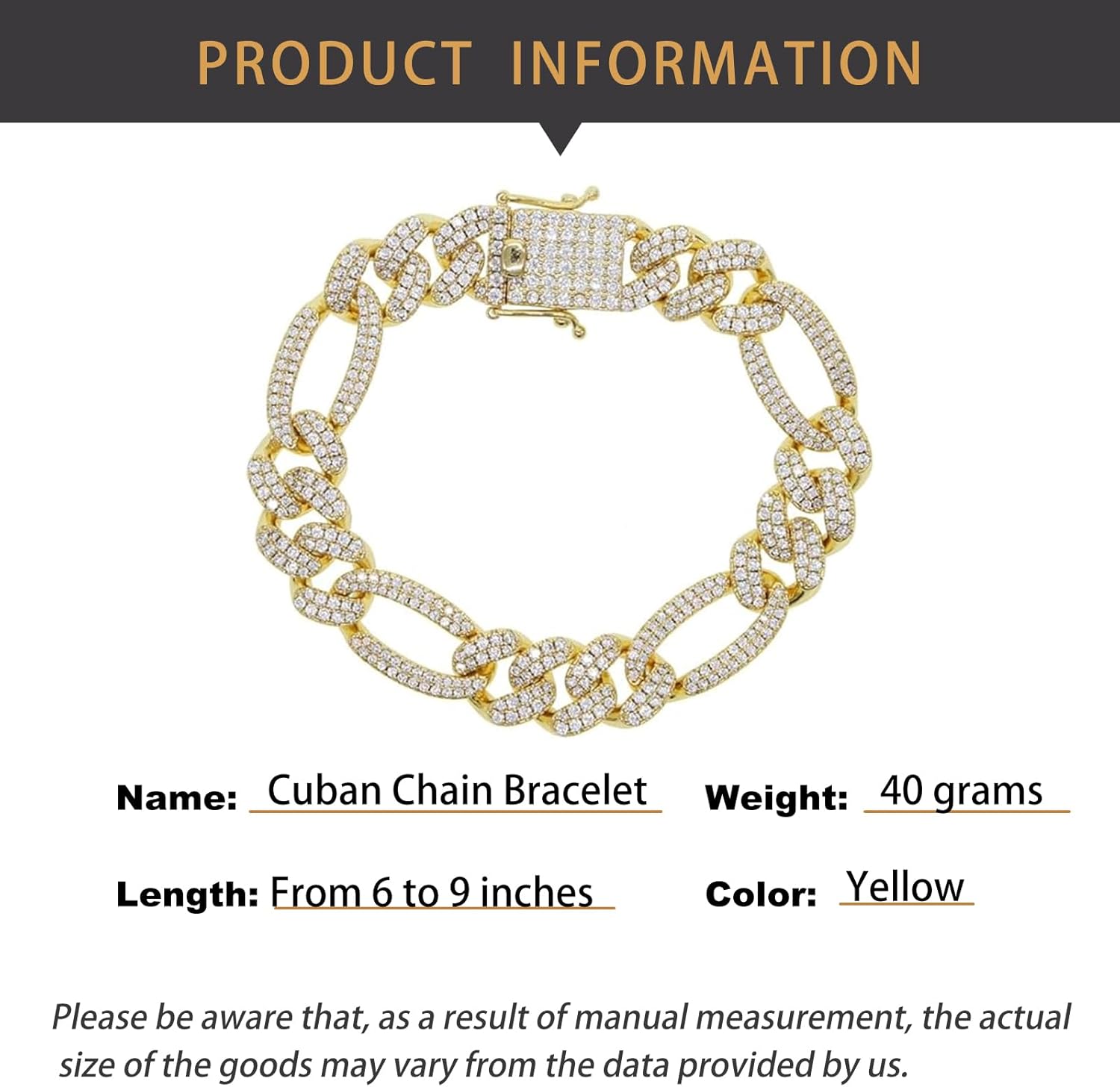 14K Gold Over 925 Silver 12mm Round Cuban Chain Bracelet, Pave Moissanite Bracelet, Hip Hop Style Men's Bracelet - Define Your Unique Style with the Dazzling Charm of Moissanite, Suitable for Holiday Celebrations,Father's Day Gift - Image 2