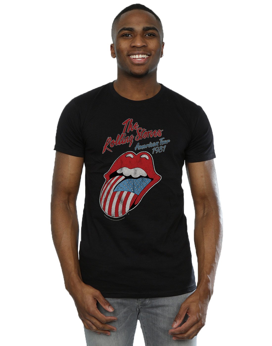 Rolling Stones Men's Black American Tour 81 T-Shirt Medium