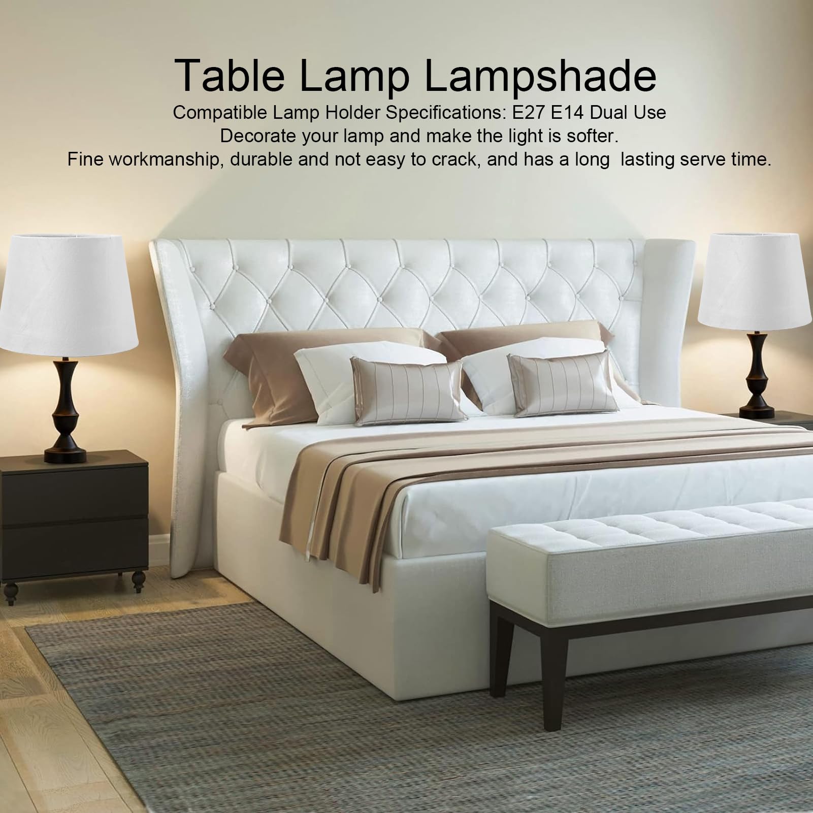 Abat-jour en Tissu 16,5 Cm de Diamètre Supérieur 21,5 Cm de Diamètre Inférieur 16 Cm de Hauteur, Petit Abat-jour E27 E14 Idéal pour les Lampes de Table, les Lampadaires, fabriqué