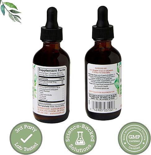 Miniatura 2 de Quantum Health SuperLysine+ Suplemento líquido de apoyo inmunológico, potente lisina equinácea, vitamina D3, propóleos de abeja y Shitake mezcla de