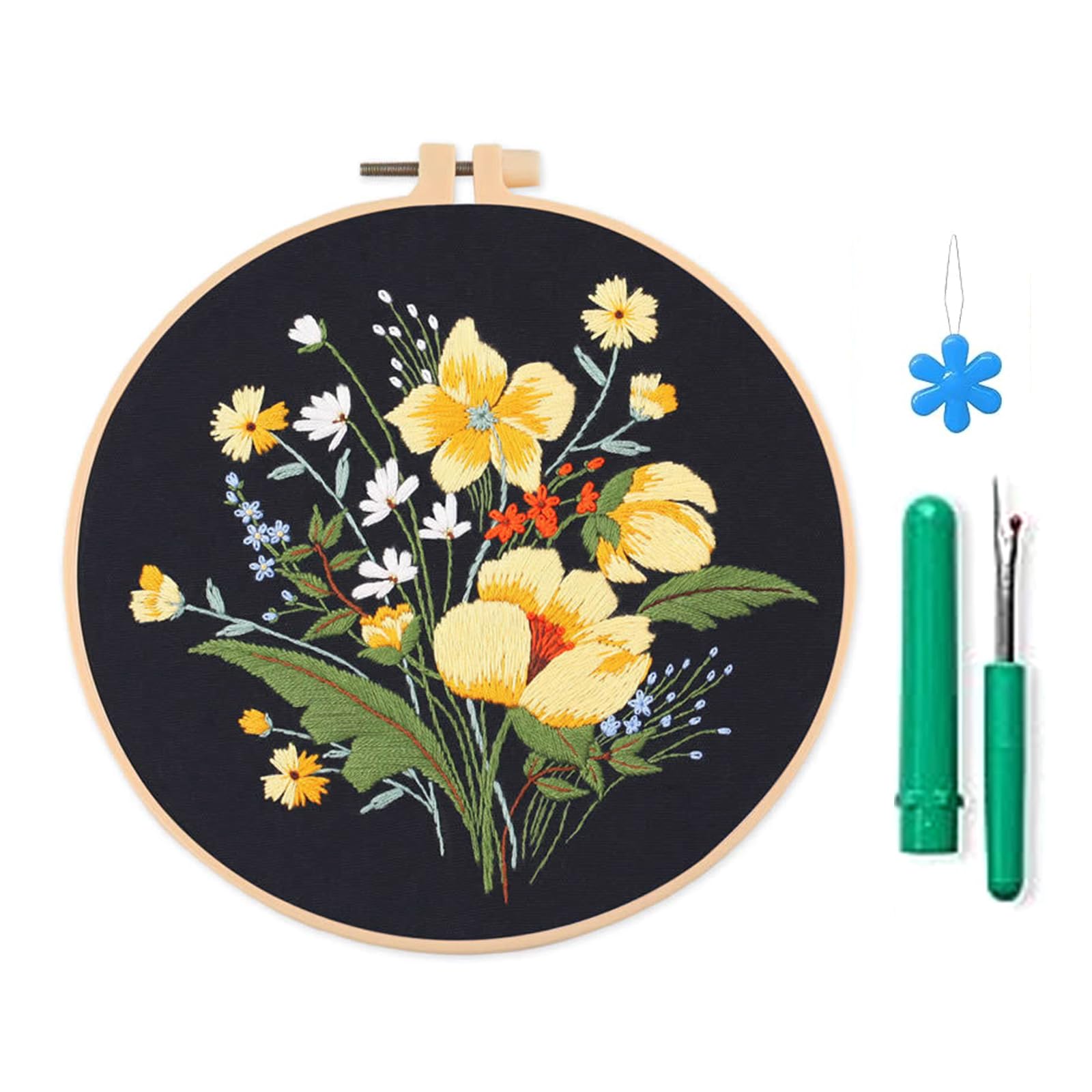 XuQiZZpp Embroidery Starter Kits Cross Stitches Set for Beginners with Pattern Instructions Hoop Threads Needle Tool Embroidery Kits for Adults Stamped