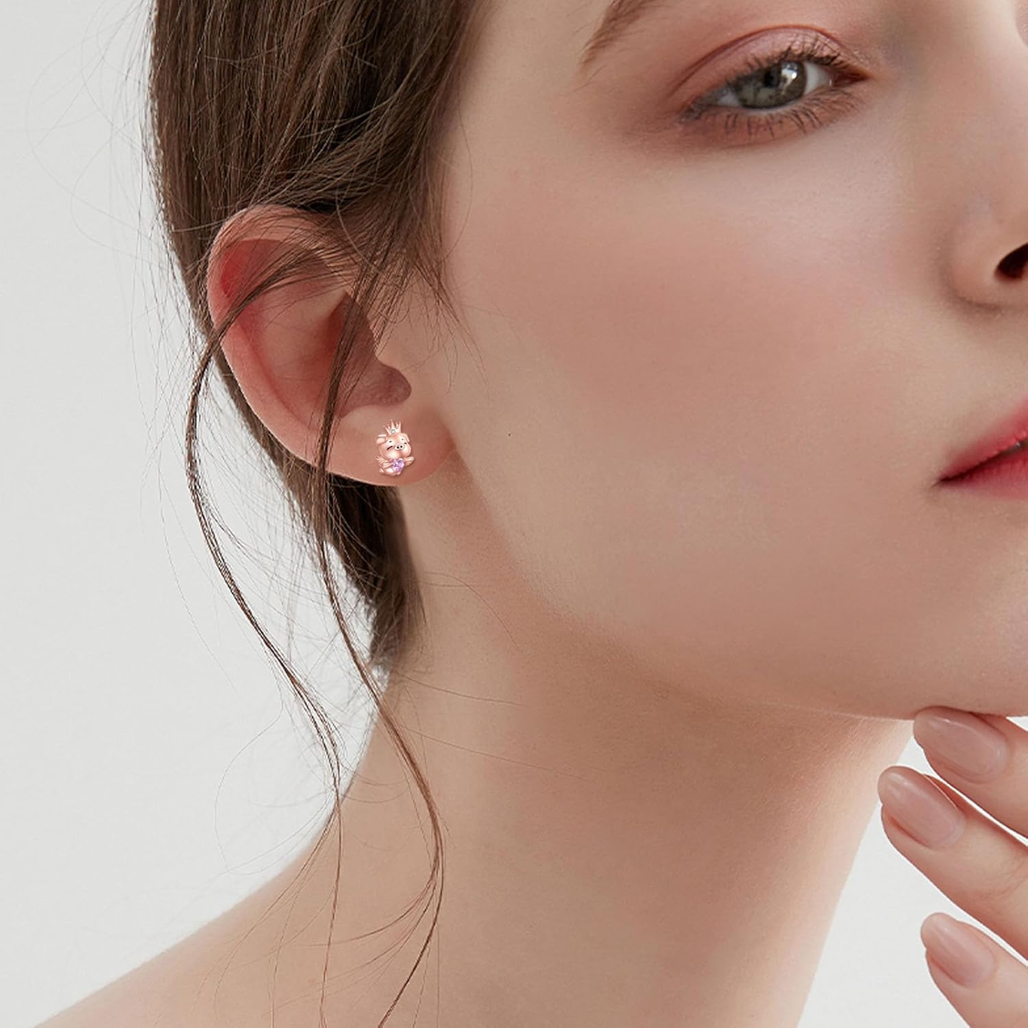Pig Stud Earrings for Women 925 Sterling Silver Crystal Flying Pig Earrings Cute Animal Jewelry Gifts - Image 5