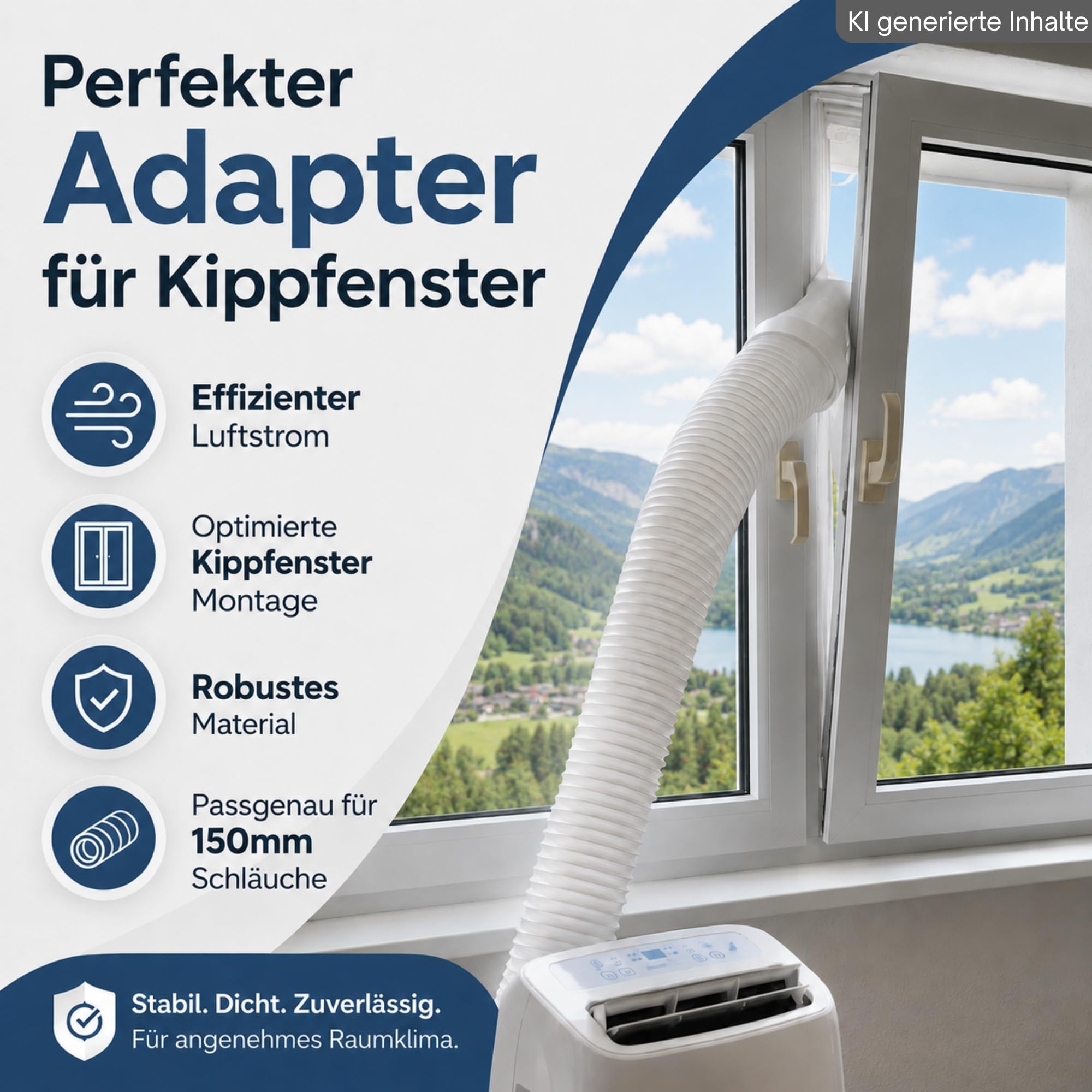 Klimaanlage Kippfenster Auslass Adapter für 150mm Schlauch Fensteradapter