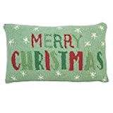 Decorvo Hand Hooked Christmas Pillow - 12X20 inches Throw Pillow for Couch or Dorm (Merry Christmas)