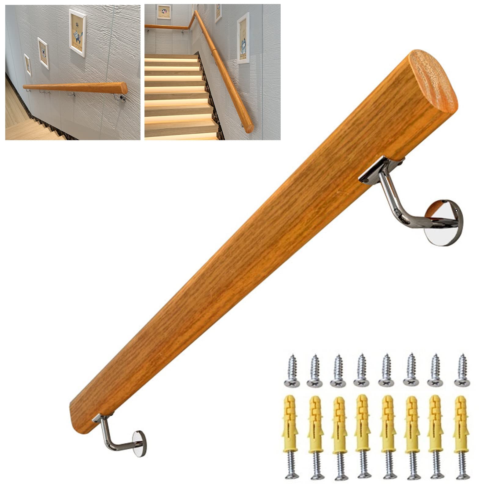Rampe d'escalier murale intérieure bois de 300 cm indispensable pour rénovation maison