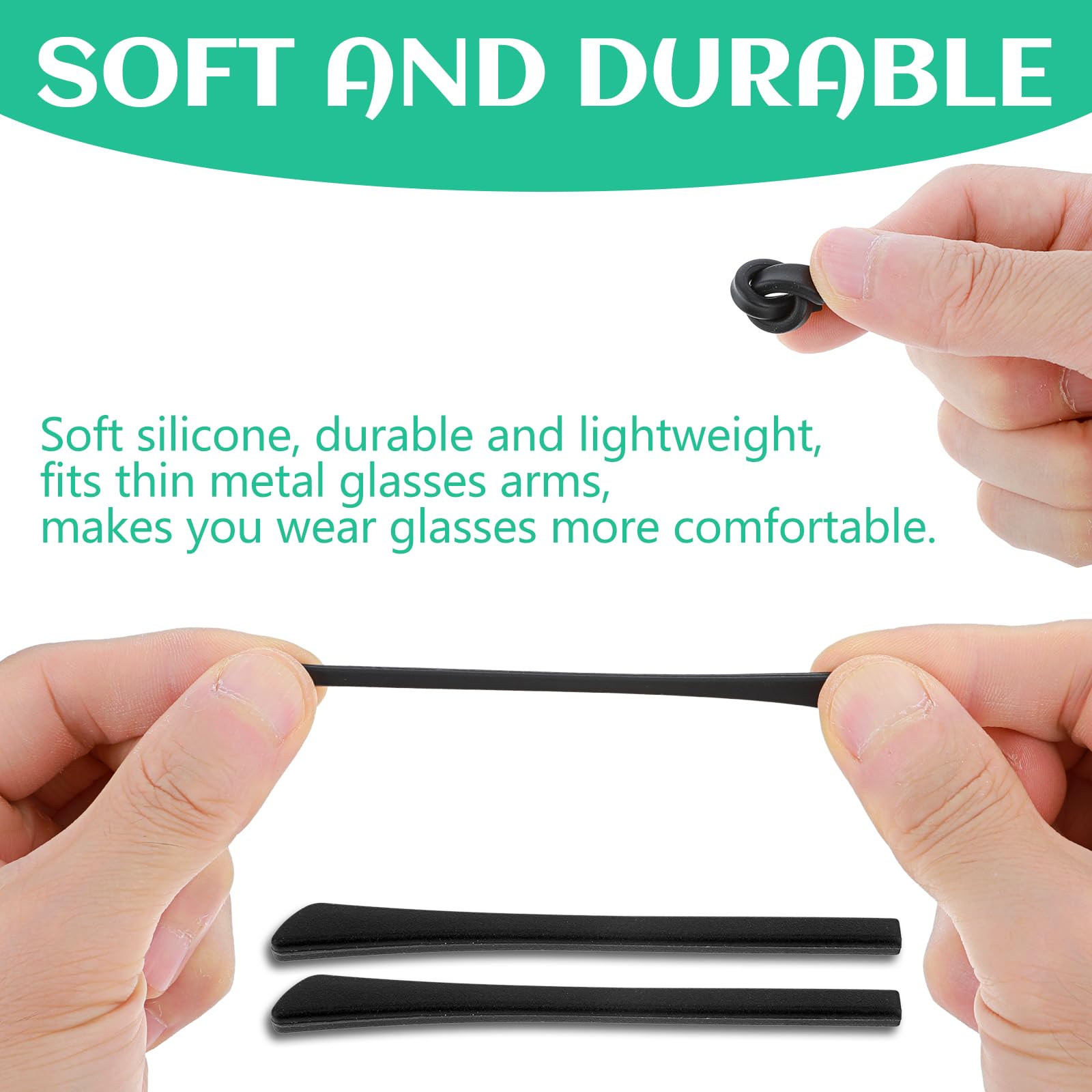 8 pares de fundas de silicona para gafas, patillas de goma para gafas, antideslizantes, para reparación de gafas, color negro