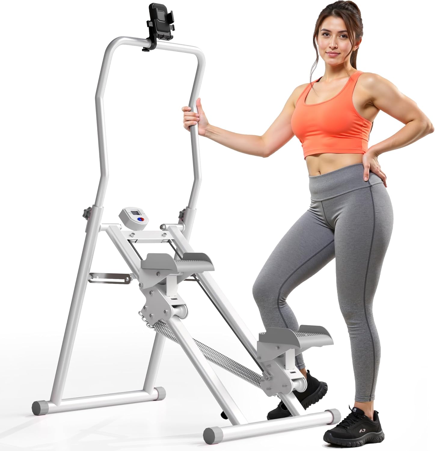 MOMODA Stair Stepper Resistance Adjustable Folding Vertical Climber Machine for Home Gym Full-Body Workout