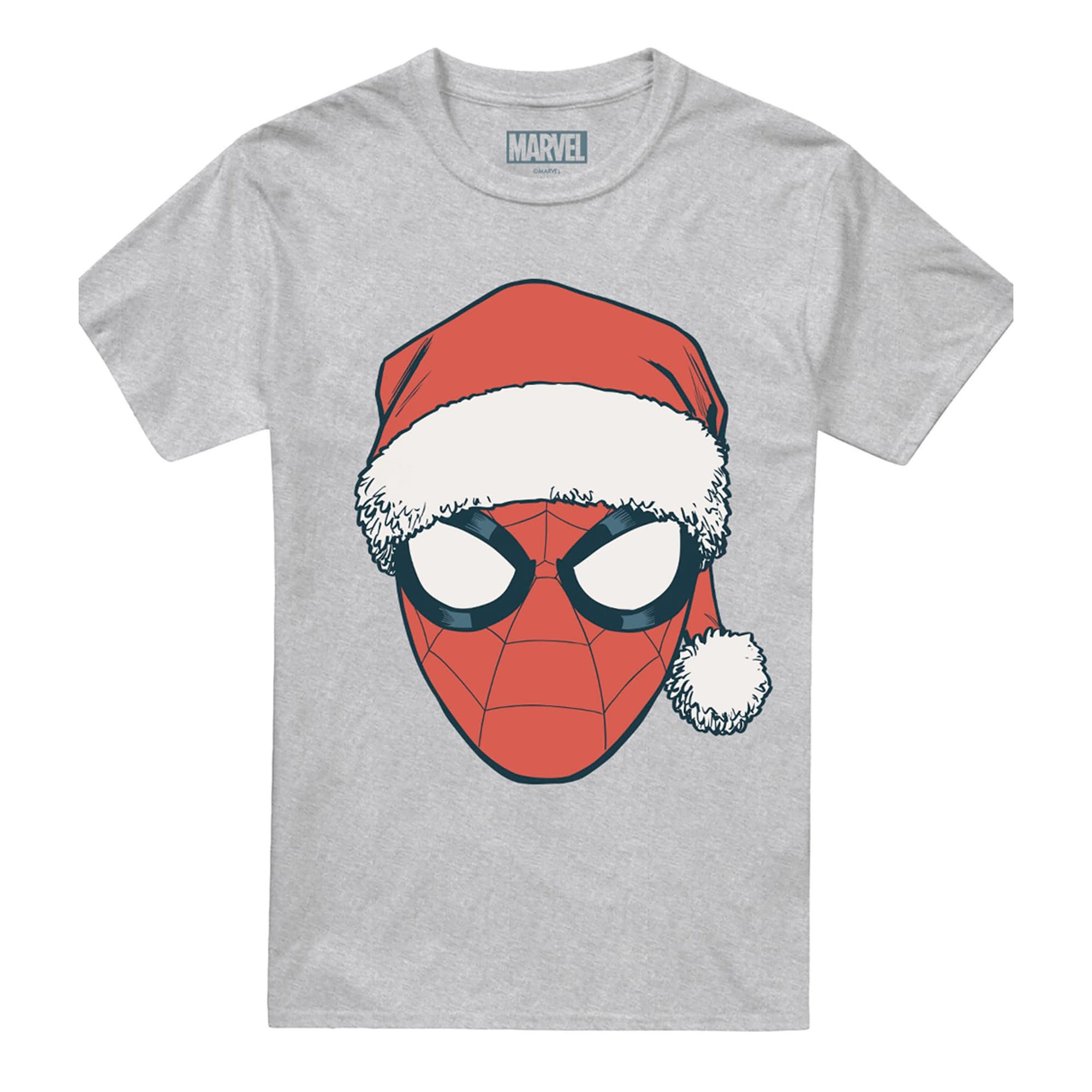Marvel Spiderman Christmas Santa Hat Portrait Unisex T Shirt, Athletic Heather, Medium