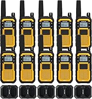 Retevis RB48 Heavy Duty Waterproof Walkie Talkies (10 Pack) - Long Range, IP67 Triple Proof, Rechargeable for Construction Warehouse