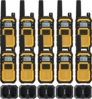 Retevis RB48 Heavy Duty Waterproof Walkie Talkies (10 Pack) - Long Range, IP67 Triple Proof, Rechargeable for Construction Warehouse