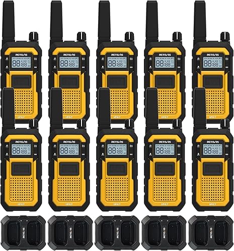 Retevis RB48 Walkie Talkies resistentes al agua, radios bidireccionales recargables de largo alcance, triple prueba avanzada, recordatorio de